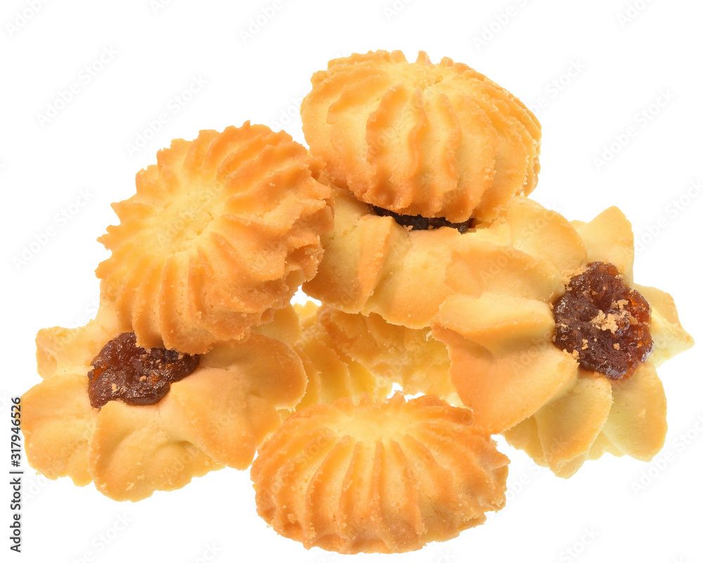 Homemade shortbread cookies with apple jam isolated Homemade shortbread cookies with apple jam isolated