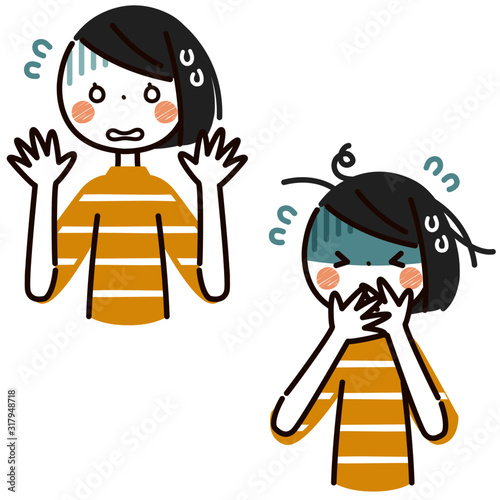 あわてる女性
