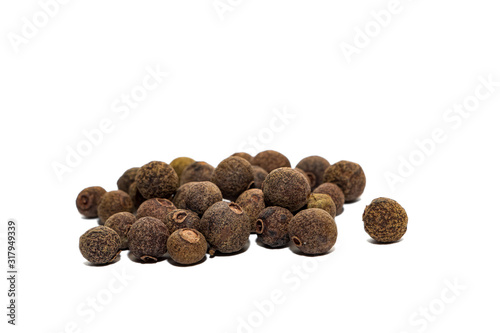 Dried black pepper peas Isolated on a white background.