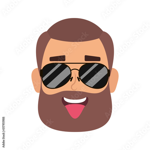 young man head with beard and sunglasses