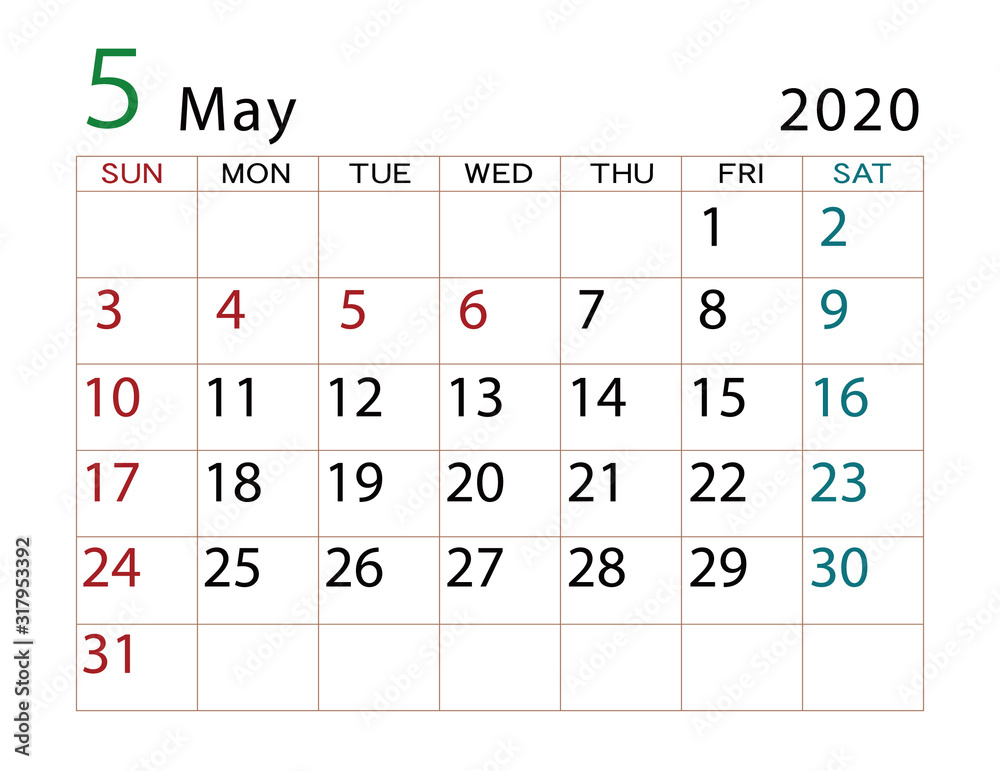 年カレンダー 5月 Stock Illustration Adobe Stock 年カレンダー 5月 Stock Illustration Adobe Stock