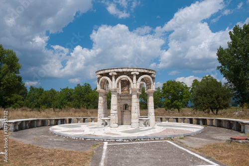 Ancient Mantineia, Tripoli, Greece 2019: The Christian temple of Saint Fotini has an original and unique architectural style. photo