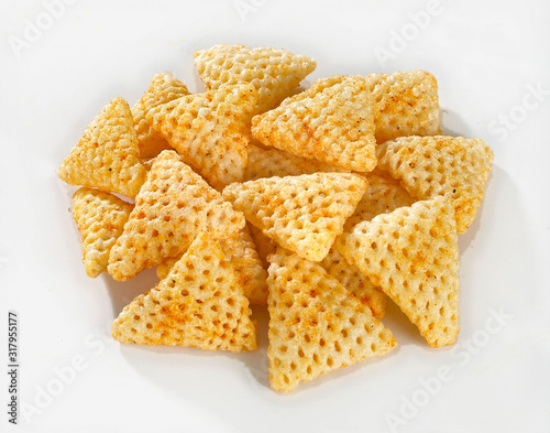 3d Triangle shape Fryums Papad is a crunchy Snack Pellets, tri angle corn puff snacks or namkeen