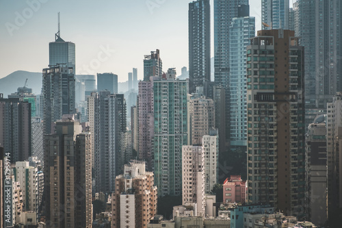 business district of Hong Kong city, modern skyscraper buildings and skyline of HongKong © hanohiki
