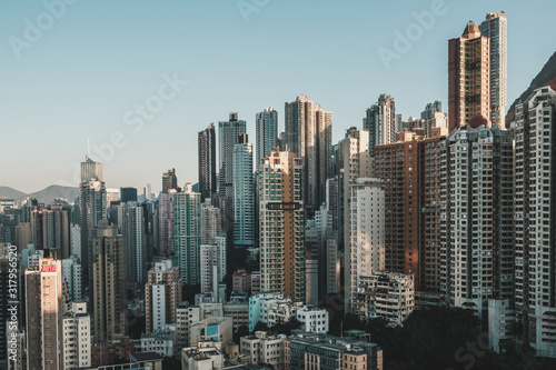 business district of Hong Kong city  modern  skyscraper buildings  and skyline of HongKong