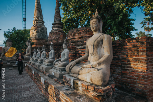 Wat Yai Chaimongkol Buddhist temple on Asahna Bucha Day.  photo