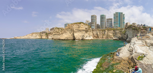 Beirut, Lebanon - probably the most popular landmark in Beirut, the Raouché Rocks are a wonderful spot visitated by thousands of tourists every day