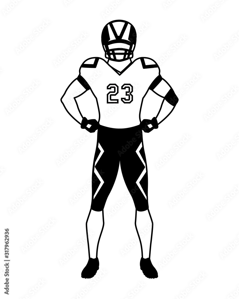 man team player american football with uniform on white background man team player american football with uniform on white background