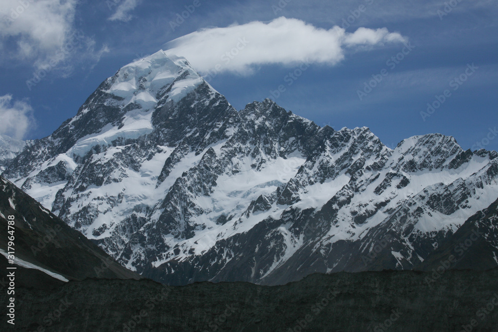 Obraz premium Nowa Zelandia, Wyspa Połudnowa, Park Narodowy Aoraki, Aoraki ( Mount Cook)