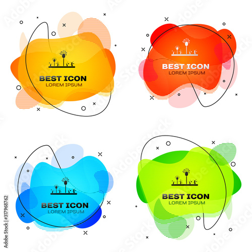 Black Mold icon isolated on white background. Set abstract banner with liquid shapes. Vector Illustration