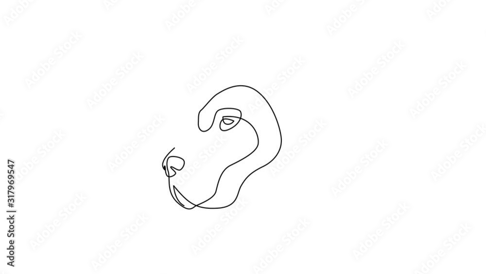 Self drawing simple animation of single continuous one line drawing Great Dane. Dog head drawing by hand, black lines on a white background. The concept of wildlife, pets, veterinary. Self drawing simple animation of single continuous one line drawing Great Dane. Dog head drawing by hand, black lines on a white background. The concept of wildlife, pets, veterinary.