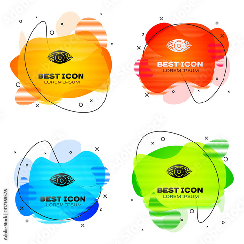 Black Reddish eye due to viral, bacterial or allergic conjunctivitis icon isolated on white background. Set abstract banner with liquid shapes. Vector Illustration