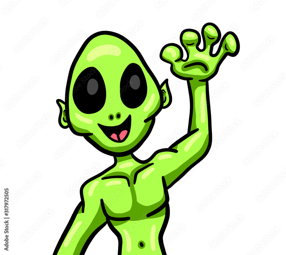 Happy Stylized Waving Alien Happy Stylized Waving Alien