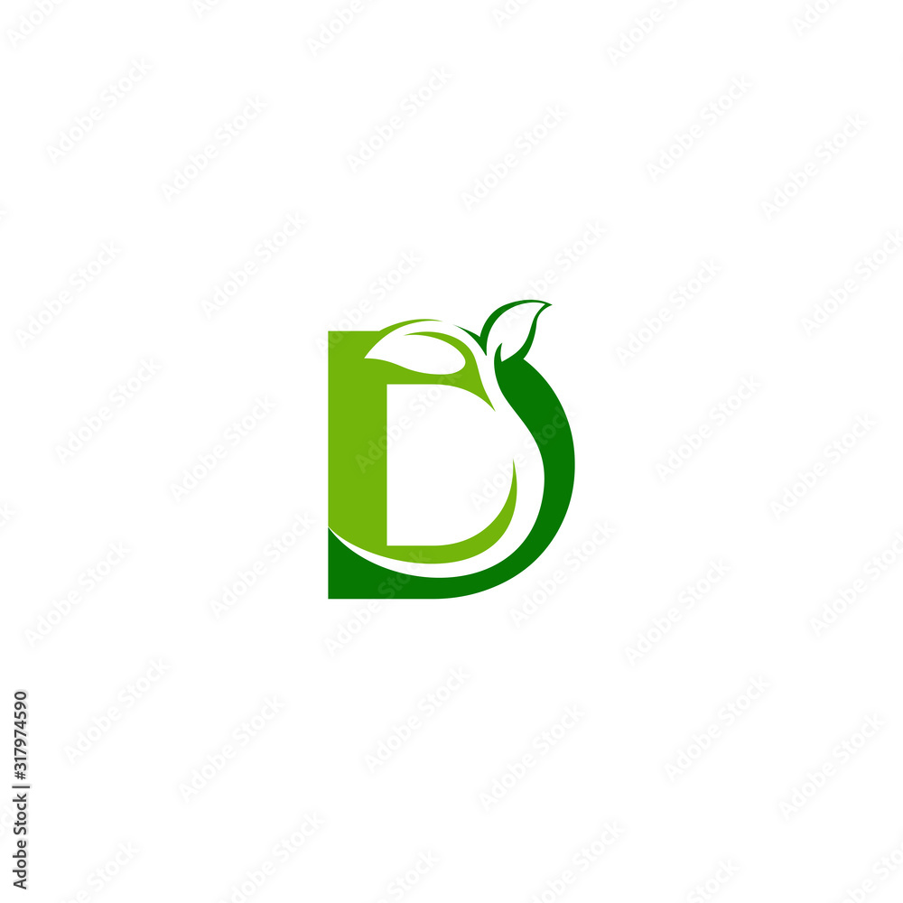 Combination of green leaf and initial letters D logo design vectors Combination of green leaf and initial letters D logo design vectors