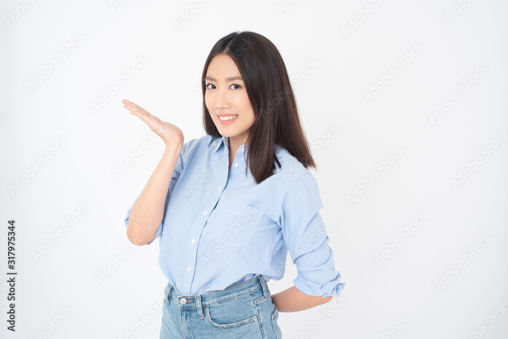 Attractive Asian woman portrait on white background Attractive Asian woman portrait on white background
