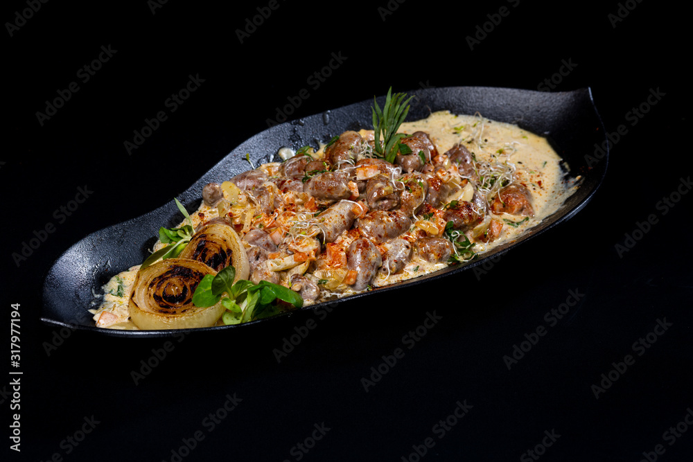 Baked meat and cheese dish.. Baked meat and cheese dish..