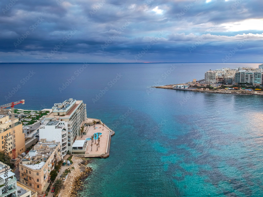 Scenery of the Spinola Bay in St. Julian's, Malta