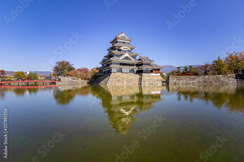 Matsumoto castle, a designated National Treasure of Japan, and the oldest castle donjon remaining in Japan. Construction began in 1592 and it is also known as Crow Castle, Japan.