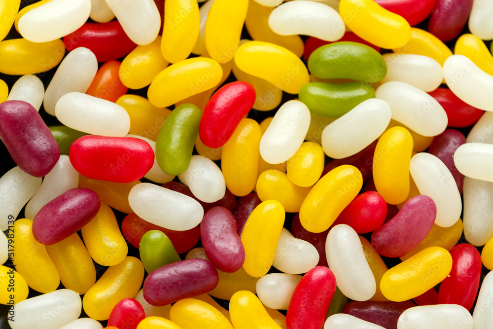 A mix of jelly beans candy background, texture. sweet food A mix of jelly beans candy background, texture. sweet food