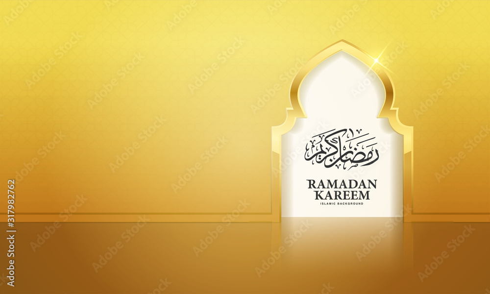 Ramadan Kareem islamic design mosque door for greeting background Ramadan Kareem.