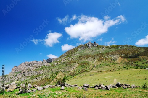 Canvas Print View of cliffs from the top of mountain