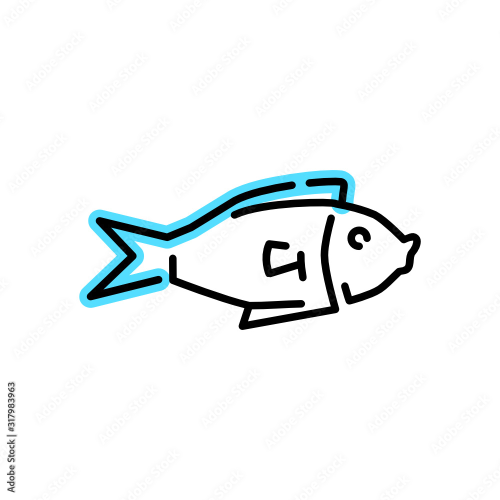 Fish Illustration In Monoline Style Fish Illustration In Monoline Style