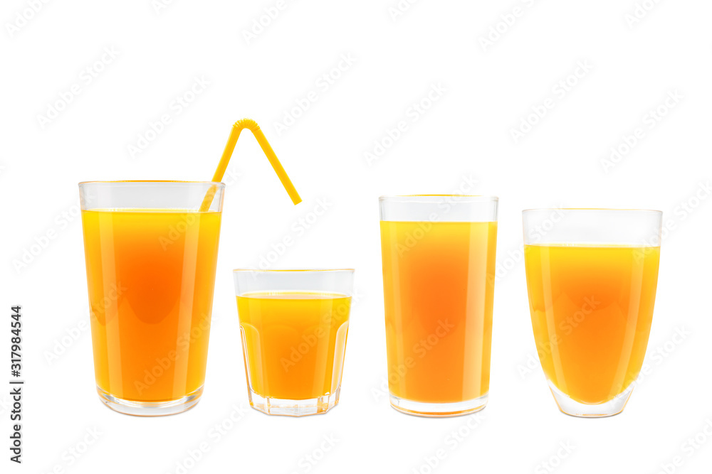 Fresh orange juice in glass. Fresh orange juice in glass.