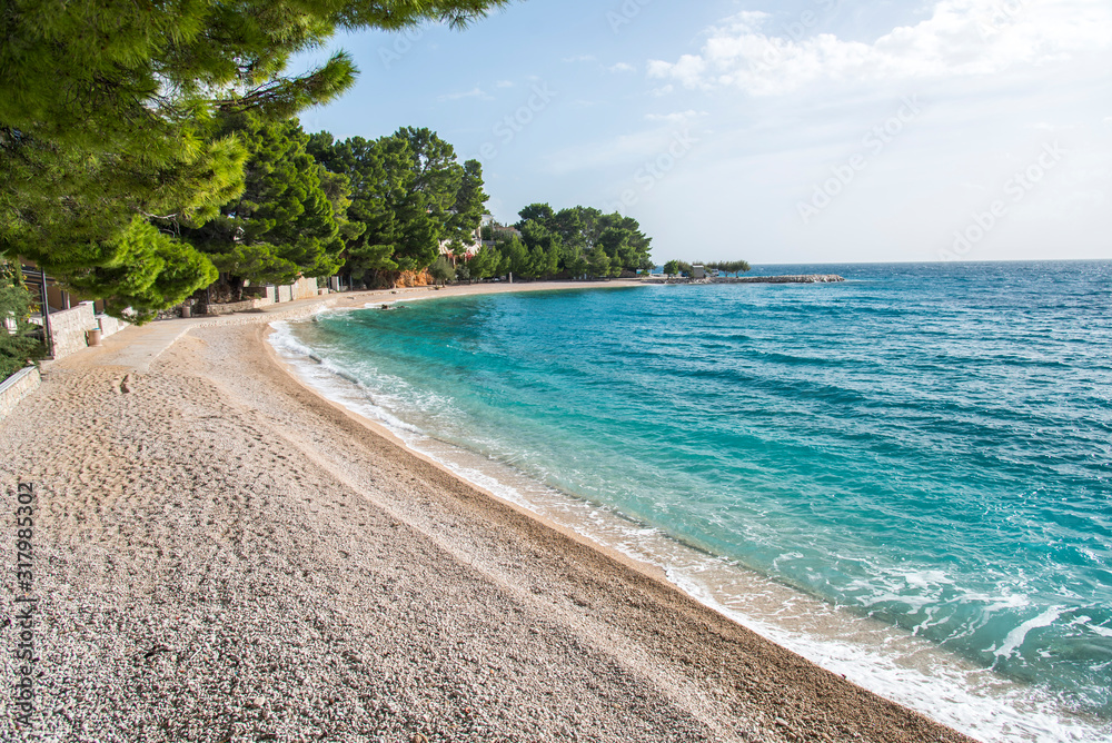 Fototapeta premium paradise beach in Brela on Makarska riviera, Dalmatia, Croatia