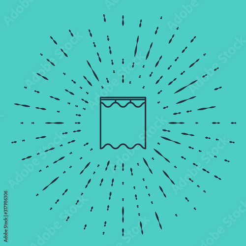 Black line Curtains icon isolated on green background. Abstract circle random dots. Vector Illustration