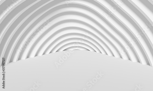 Fototapeta Naklejka Na Ścianę i Meble -  Abstract nobody white building tunnel space. 3d rendering - illustration.