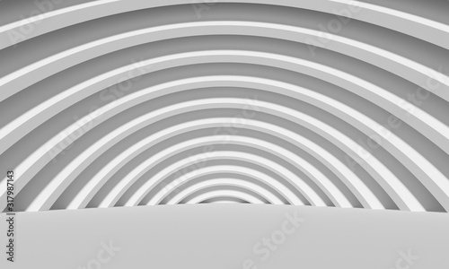 Fototapeta Naklejka Na Ścianę i Meble -  Abstract nobody white building tunnel space. 3d rendering - illustration.