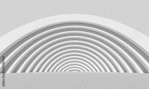 Fototapeta Naklejka Na Ścianę i Meble -  Abstract nobody white building tunnel space. 3d rendering - illustration.