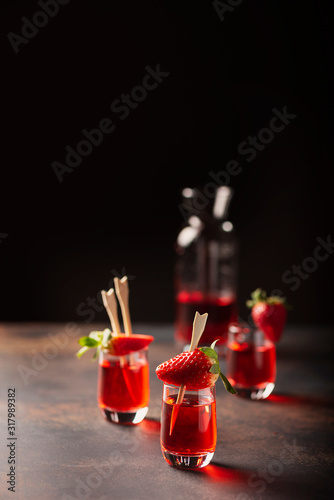 Shot with strawberry vodka