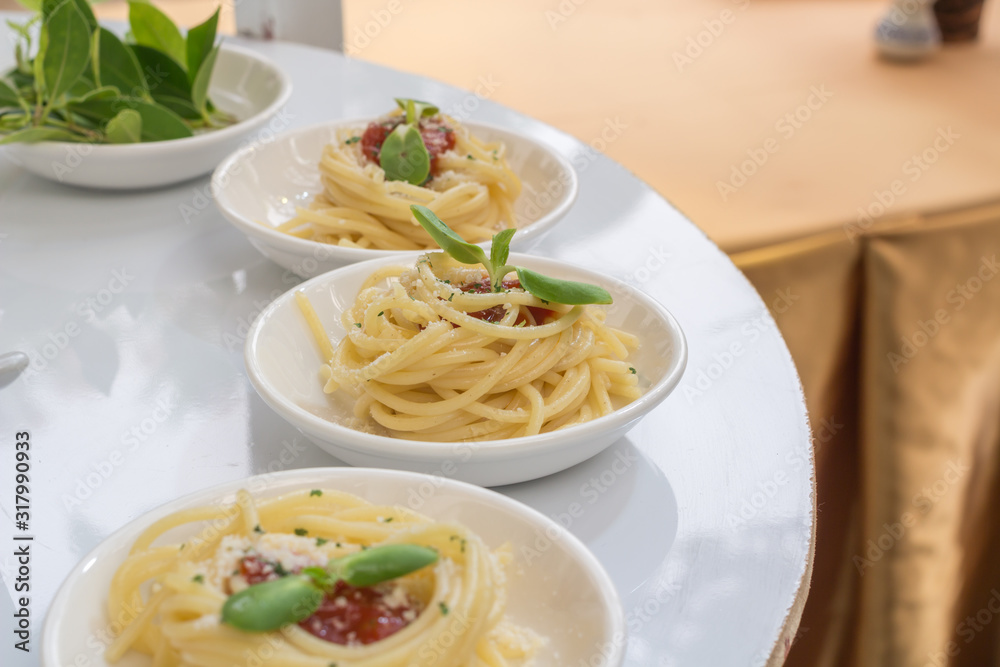 Spaghetti bolognese on a white plate Spaghetti bolognese on a white plate