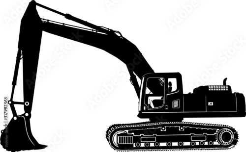 silhouette of excavator heavy vehicles  photo