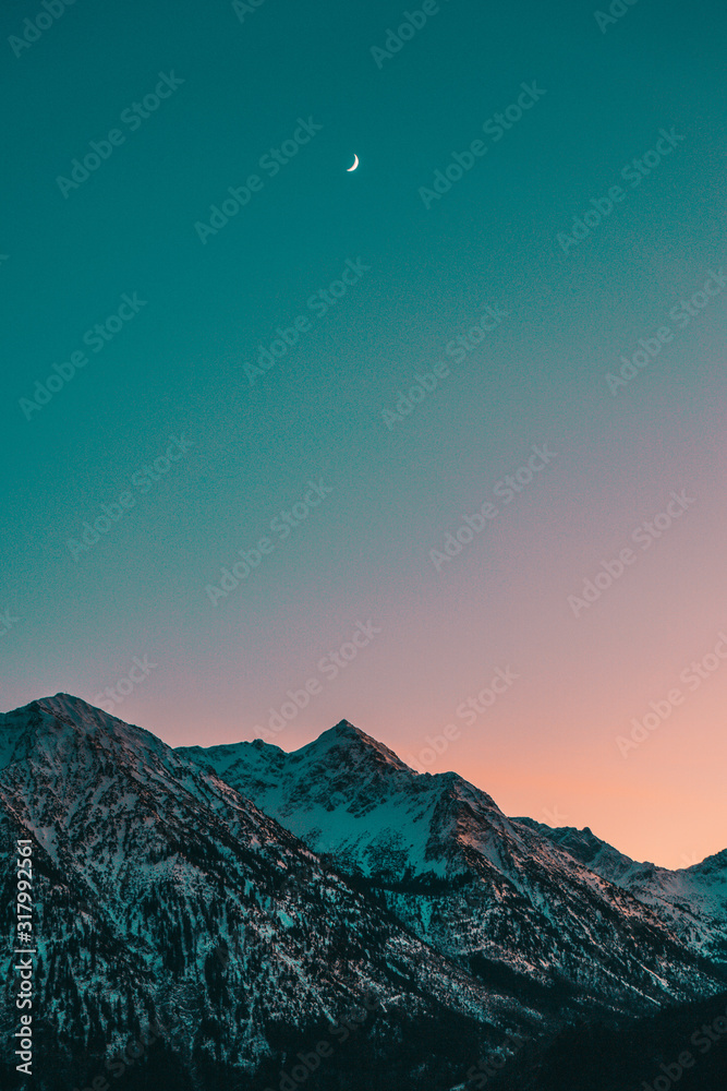 Mountain sunset - obrazy, fototapety, plakaty 