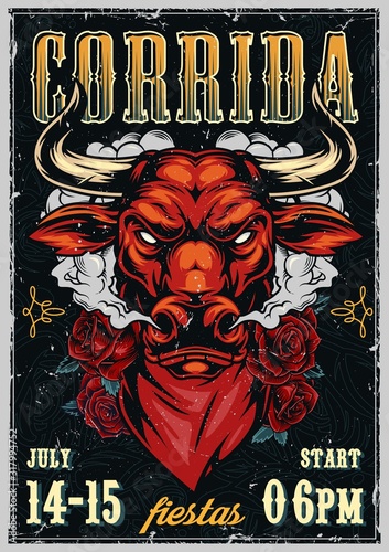 Vintage corrida colorful advertising poster