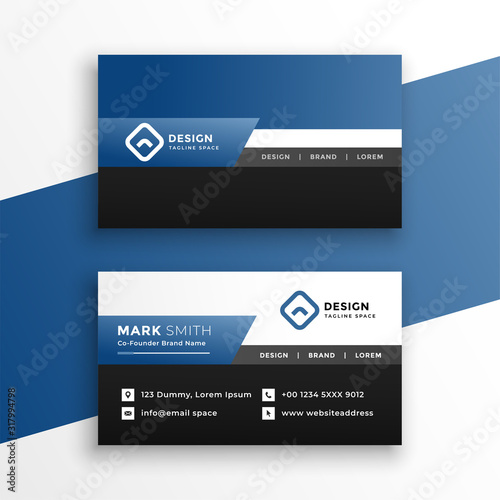 professional blue geometric business card design template