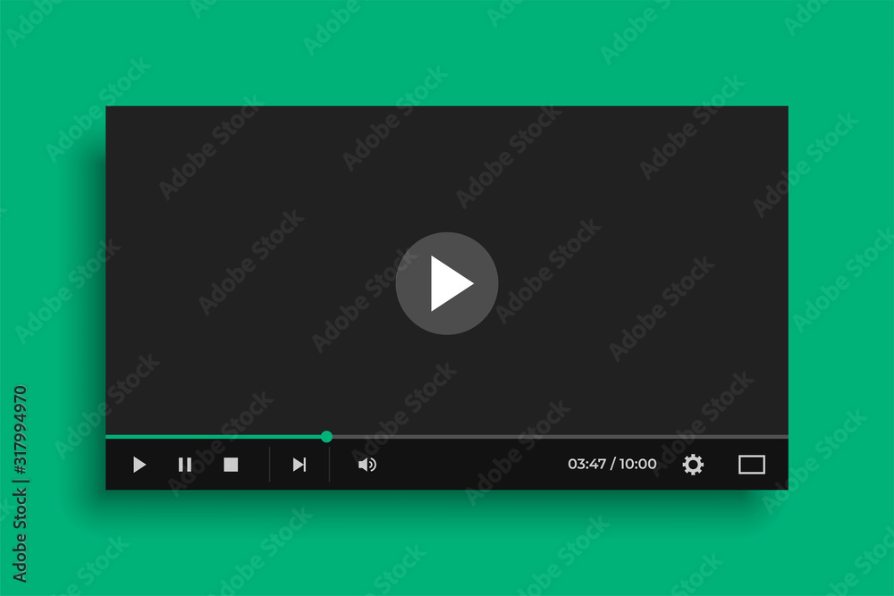 video media player in flat black style video media player in flat black style