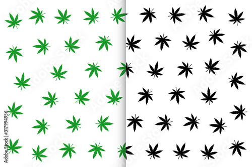 marijuana pattern background with cannabis leaves © starlineart