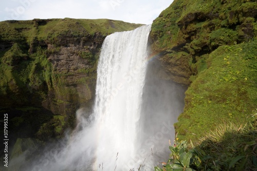 Skogafoss waterfall close up, Iceland 