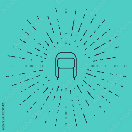 Black line Winter hat with ear flaps icon isolated on green background. Abstract circle random dots. Vector Illustration