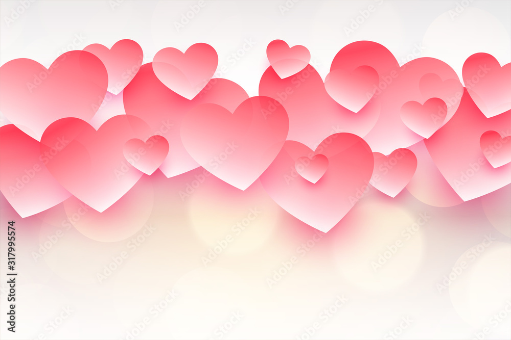 beautiful pink hearts for happy valentines day