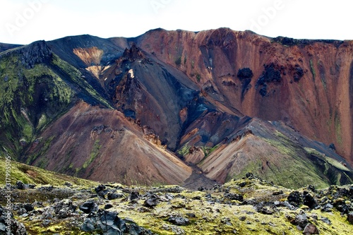 colorful volcanic mountains in Landmannalaugar, Iceland 