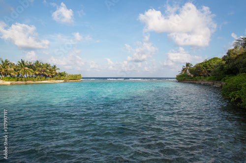 atoll lagoon at a tropical resort in the Maldives