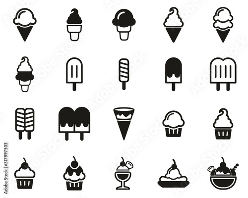 Ice Cream Icons Black & White Set Big