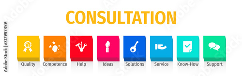 Consultation Flat Vector Icons. Consultation Vector Background with Icons.