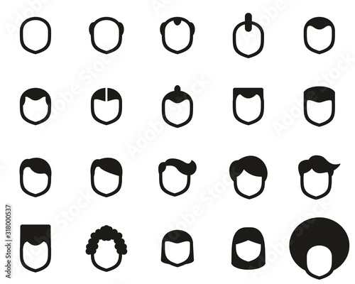 Male Haircut Style Icons Black & White Set Big