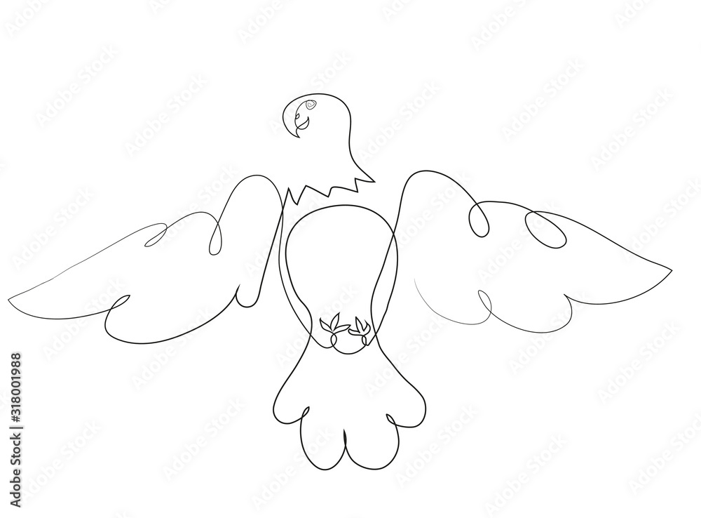 One continuous line drawing of eagle. Simple line art drawing of logo style bird. One continuous line drawing of eagle. Simple line art drawing of logo style bird.