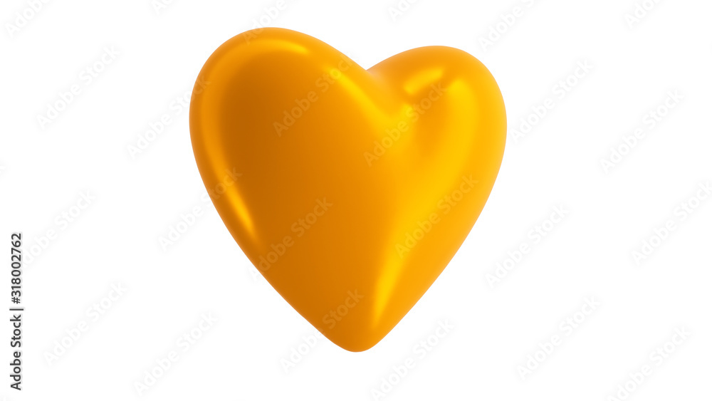 Heart Gold Isolate on White 3D Render Illustration Heart Gold Isolate on White 3D Render Illustration